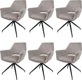 Hhg Non utilizzato] Set 6x sedie poltroncine con seduta girevole braccioli HHG 745 tessuto grigio tortora