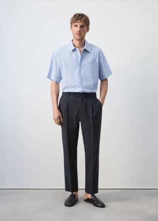 Mango Camicia 100% cotone righe celeste - Uomo - XXL - MANGO MAN