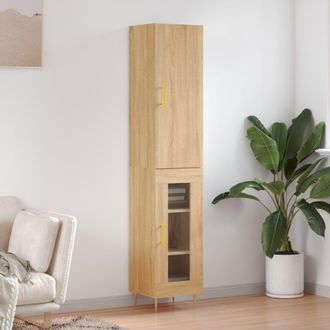 Berkfield Home Highboard Sonoma Oak 34.5x34x180 cm Engineered Wood in Brown