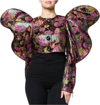 Dolce & Gabbana Floral Puff Sleeve Crop Jacket - Dames - Zomerjassen - Veelkleurig - S - Leer - Jassen