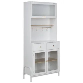 Beliani Beliani - Armario Decorativo Con Cajones Y Vitrina De Vidrio Blanco Parlin