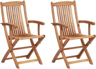 Beliani Conjunto De 2 Sillas De Jard&iacute;n De Madera De Acacia Clara Plegables Maui Ii