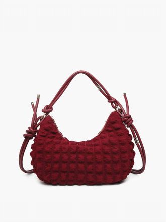 Jen & Co. Womens Nelly Quilted Puffy Shoulder Crossbody Bag With Knotted Strap In Wine