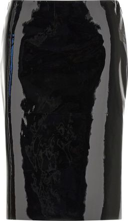 Ferragamo Black Lamb Leather Midi Womens Skirt