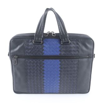 Bottega Veneta Blue Navy Leather Briefcase (Pre-Owned)