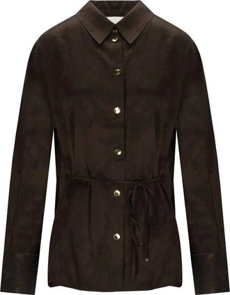 Ganni CAMICIA IN RASO MARRONE GANNI