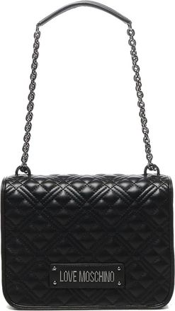 Love Moschino Tassen, Dames, Zwart, ONE Size, Zwarte Schouder Crossbody Tas met Logo