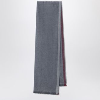 Brunello Cucinelli Dark grey/burgundy/sand scarf in wool and cashmere