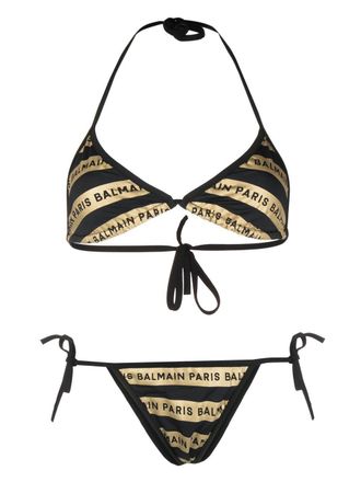 Balmain Bikini con stampa - Nero