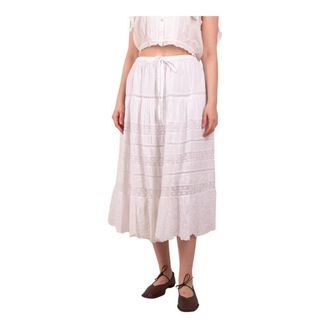 LoveShackFancy Midi Skirts, female, White, Size: S Donna Skirt