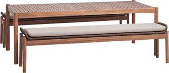 Sklum Set De Mesa Rectangular 180x90 Cm Y 2 Bancos De Comedor En Madera De Acacia Y Cuerda Trenzada Karvia Sklum