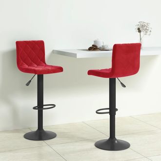 vidaXL Taburetes De Cocina 2 Unidades Terciopelo Rojo Tinto Vidaxl