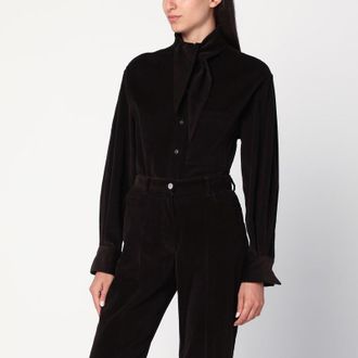 Ferragamo Brown shirt in ribbed velvet