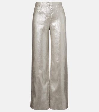 Max Mara Malika metallic linen wide-leg pants