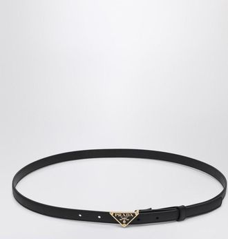 Prada Black Saffiano belt with triangle logo
