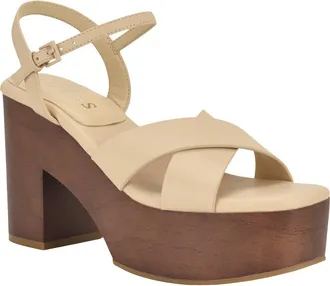 Guess Qeelin Ankle Strap Platform Sandal in Ivory at Nordstrom, Size 7.5