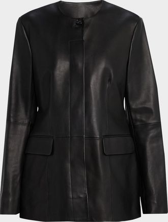 Toteme Collarless Leather Jacket