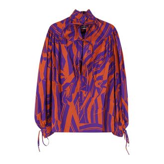 Dries Van Noten Blouses, female, Multicolor, Size: M Ruffled Collar Shirt