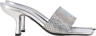 by FAR Dylan Crystal-Embellished Mules in Silver Leather