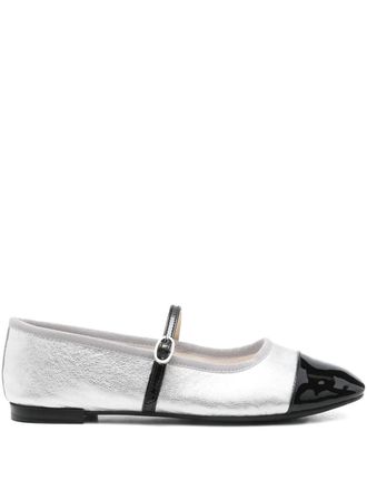 Repetto cap-toe ankle-strap ballet flats - women - Leather/Rubber/Leather/Fabric - 37 - Silver