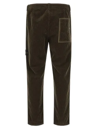 Stone Island Organic Cotton Corduroy Trousers - Charcoal Grey