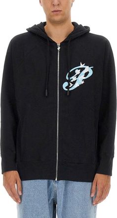 3.Paradis Black Zip Sweatshirt With Graphic Design