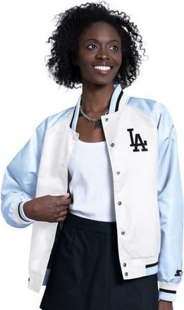 Starter Womens Starter Light Blue/White Los Angeles Dodgers Blitz Varsity Raglan Full-Snap Satin Jacket at Nordstrom, Size X-Large
