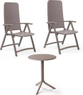 Nardi Darsena Relax Klappsessel (2x) + Step Tisch, tortora