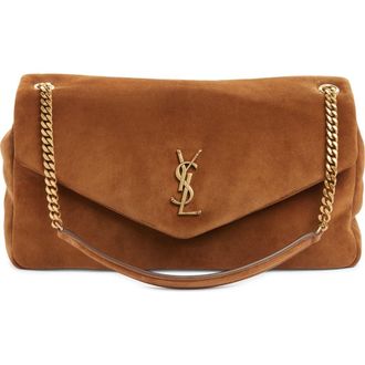 Saint Laurent Large Calypso Suede Shoulder Bag in Caramel Cognac at Nordstrom