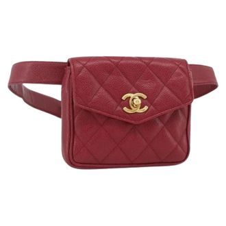 Chanel Pre-owned Belt Bags, female, Red, Size: ONE SIZE Pre-owned Vintage Caviar Waist Bag