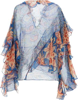 Etro Womens Blue Silk Blouse