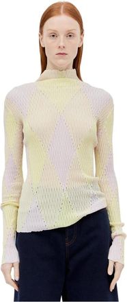 Burberry Argyle High-Neck Trui - Dames - Coltruien - Veelkleurig - XS - Katoen - Truien & Vesten