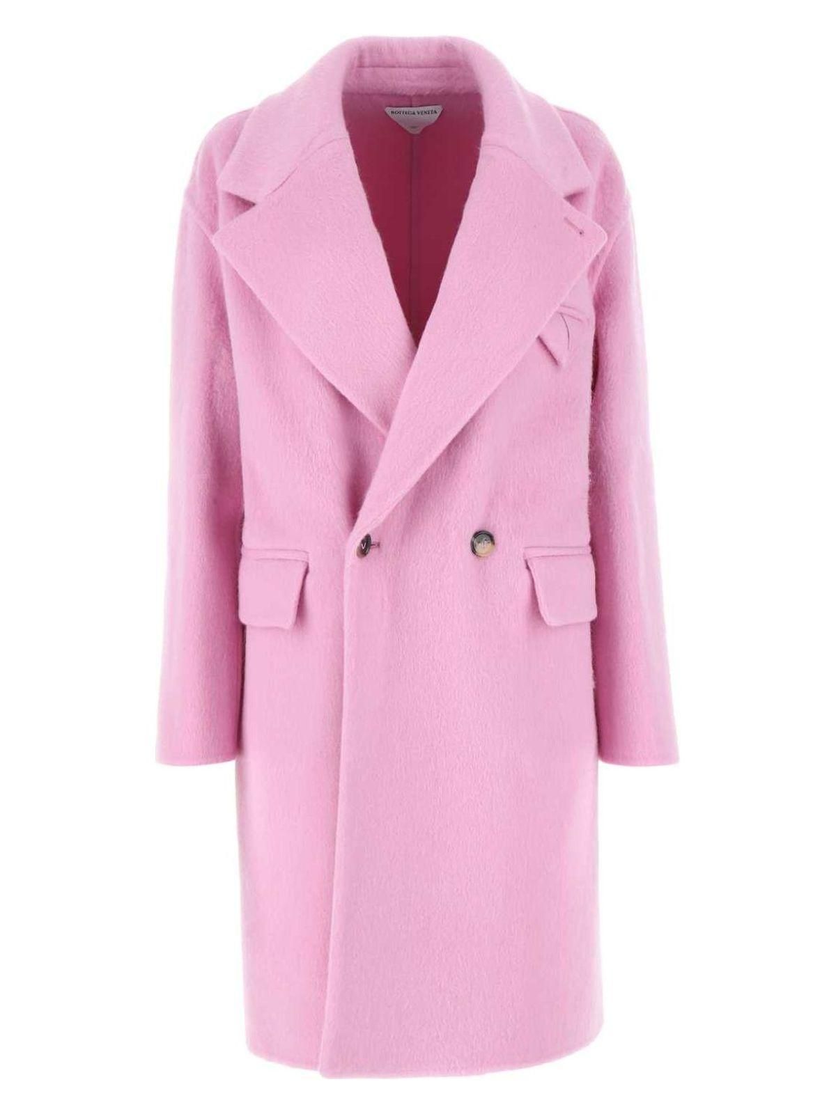 コート BOTTEGA VENETA FW22 Pink wool blend coat (689344V2C90 5600) Bottega Veneta Womens Wool Blend Coat in Pink | Size 38
