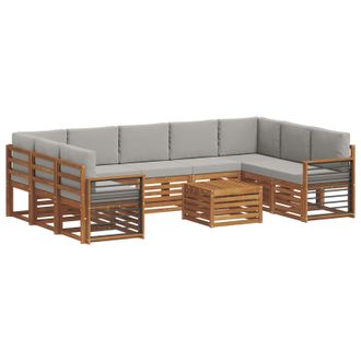 vidaXL Conjunto De Sof&aacute;s De Exterior 10 Uds. Natural Y Gris Claro Vidaxl