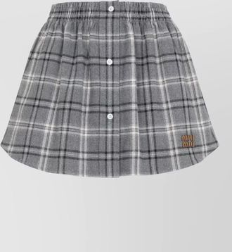Miu Miu cotton checked midi pleated skirt