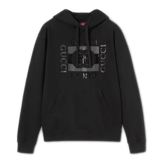 Gucci Hoodies & sweatvesten, Heren, Zwart, L, Katoen, Sweatshirt van katoenjersey met print
