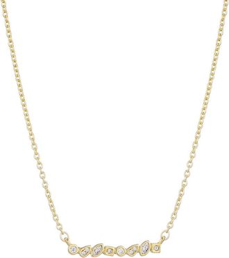 Adornia Adornia 14K Plated Crystal Dainty Mixed Shape Bar Necklace