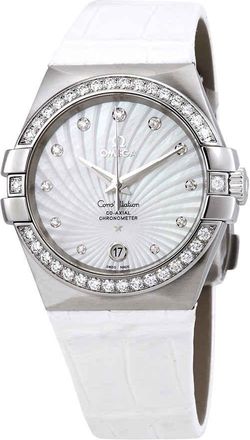 Omega Constellation Co-Axial Automatic Chronometer Diamond White Mother of Pearl Dial Ladies Watch 123.18.35.20.55.001