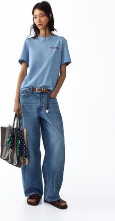 H&M Printed t-shirt in Light Dusty Blue/california at Nordstrom, Size X-Small