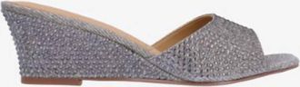 J. Rene&eacute; Womens Coralie Rhinestones Slip On Sandals In Pewter Glitter/stones