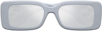 Gucci Occhiali da sole rettangolari con logo GG - Grigio
