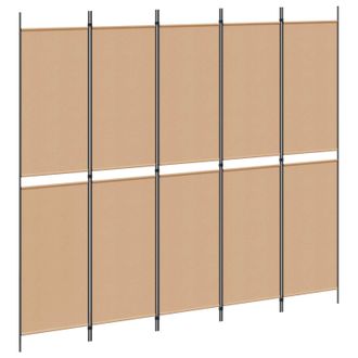 vidaXL Biombo De 5 Paneles Beige 250 X 220 Cm Tela Vidaxl
