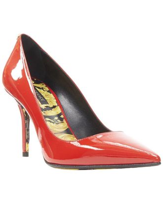 Versace Womens Patent Leather Hibiscus Barocco Patent Medusa Stud Pump (Authentic Pre-Loved)