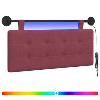 vidaXL Cabecero Colgante Con Luz Led Rojo Vino Tela Vidaxl