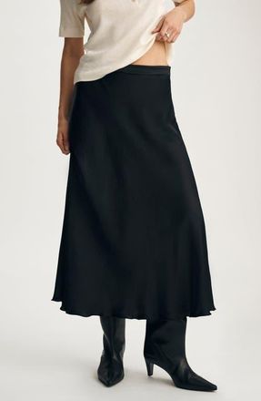 Mavi Satin Midi Skirt in Black at Nordstrom, Size X-Small