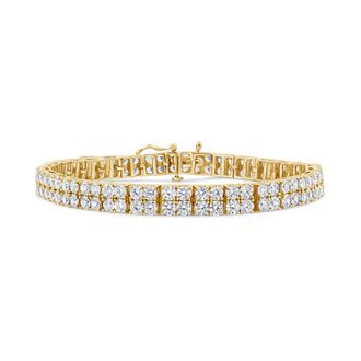 House of Brilliance 14K Yellow Gold 10.0 Cttw Diamond 2 Row Tennis Bracelet (L-M Color, I2-I3 Clarity) - Size 7.25 Inches