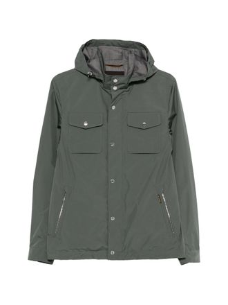Moorer Muted Green Jacket With Adjustable Hood And Functional Pockets
