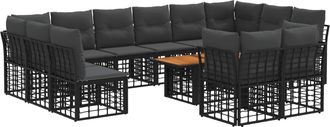 vidaXL Conjunto De Sof&aacute;s De Jard&iacute;n 13 Uds. Negro Y Gris Oscuro Vidaxl