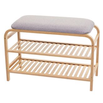 Hhg Hhg - Nunca Usado] Zapatero 380, Banco Tapizado Zapatero Zapatero, Compartimento Bamb&uacute; 50x70x30cm