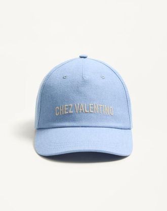 Valentino Garavani Chez Valentino Denim Baseball Cap With Embroidery Man AZURE 57